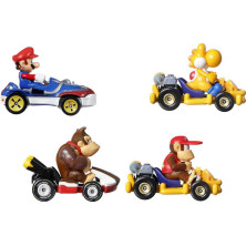 Caja 4 Coches Hot Wheels Personajes Surtidos Mario Kart